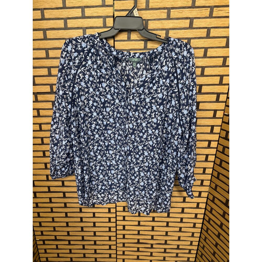 Terra & Sky Blue Floral Blouse Size 1X